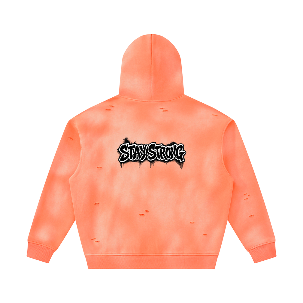 Unisex Sunfade Frayed Fleece Hoodie