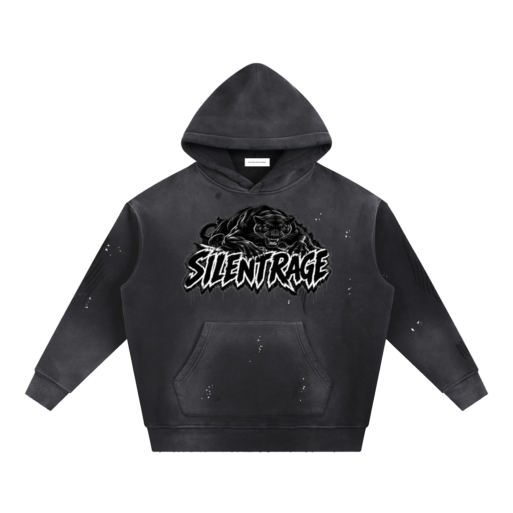 Vintage Washed Frayed Fleece Hoodie