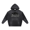 Vintage Washed Frayed Fleece Hoodie